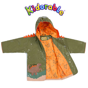 楽天市場 恐竜 インポート 子供レインコート Kidorable キドラブル ダイナソー95cm100cm110cm115cm125cm ３歳４歳５歳６歳 フード付 裏地付 雨合羽キッズ レイン カッパ 男児 子供用 通園通学 プレゼント 幼稚園 男の子 フラワーキッズ