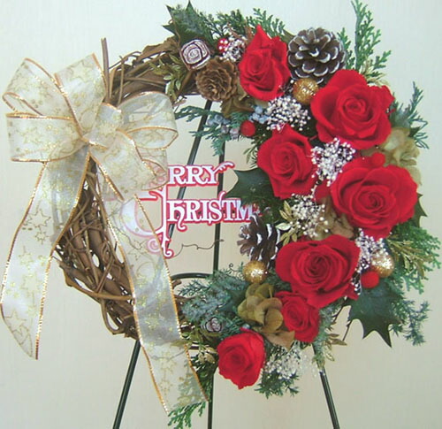楽天市場】プリザーブドフラワー クリスマスリース【赤バラの