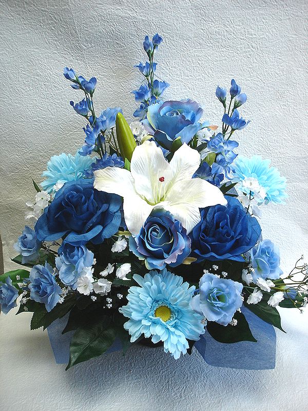 楽天市場】ブルー アレンジメント 青 お花はお任せ 造花アレンジ 青色