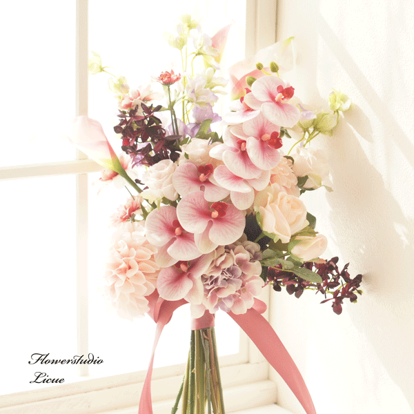 和装　ブーケ　アーティフィシャルフラワー　前撮り　ベビーピンク 即納品可能】梅ブーケ マグノリアブーケ ピンクブーケ 前撮りブーケ