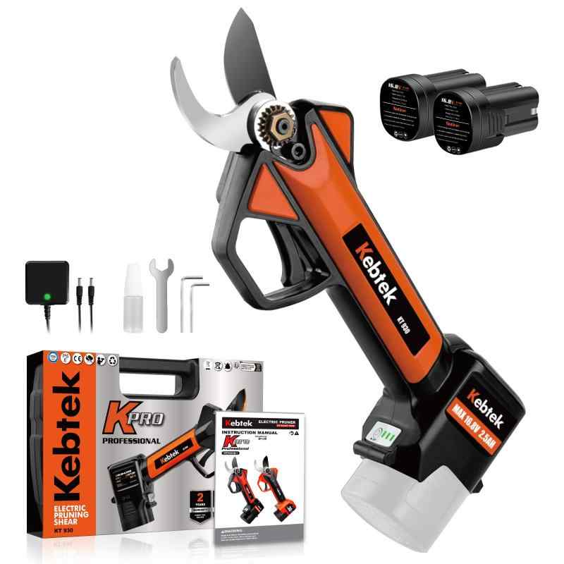 【軽さ880g・日本製フッ素刃】Kebtek 電動切り下げるバサミ 16.8V コードレス 申し受ける式切り下げるばさみ 2500mAhリチウム蓄電池2個付き添い人 電動枝切り鋏 【0.4秒弾丸道路切りはなす】労働者階級 切り下げる鋏 園芸 造園 成り物園 切り下げる手道具 日本