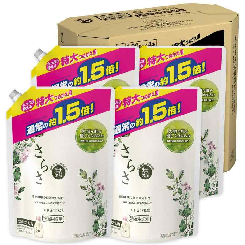 [容れもの売りわたす] さらさ 洗い濯ぎ中性洗剤 流動体 詰め替え 1200g×4袋