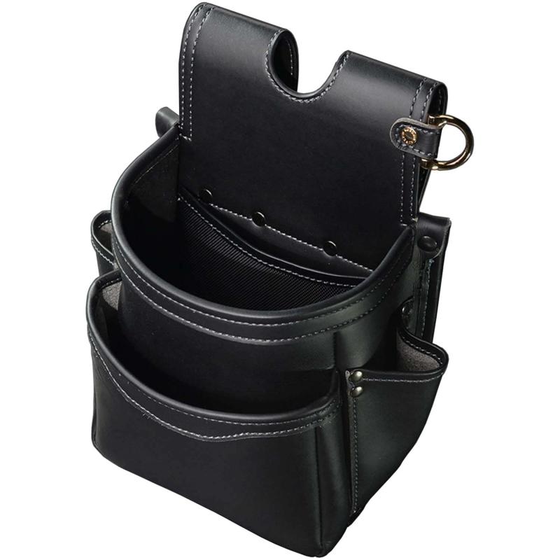 フジ矢(Fujiya) 腰袋2段 黒金 LIGHT PU LEATHER SERIES AB-22BG