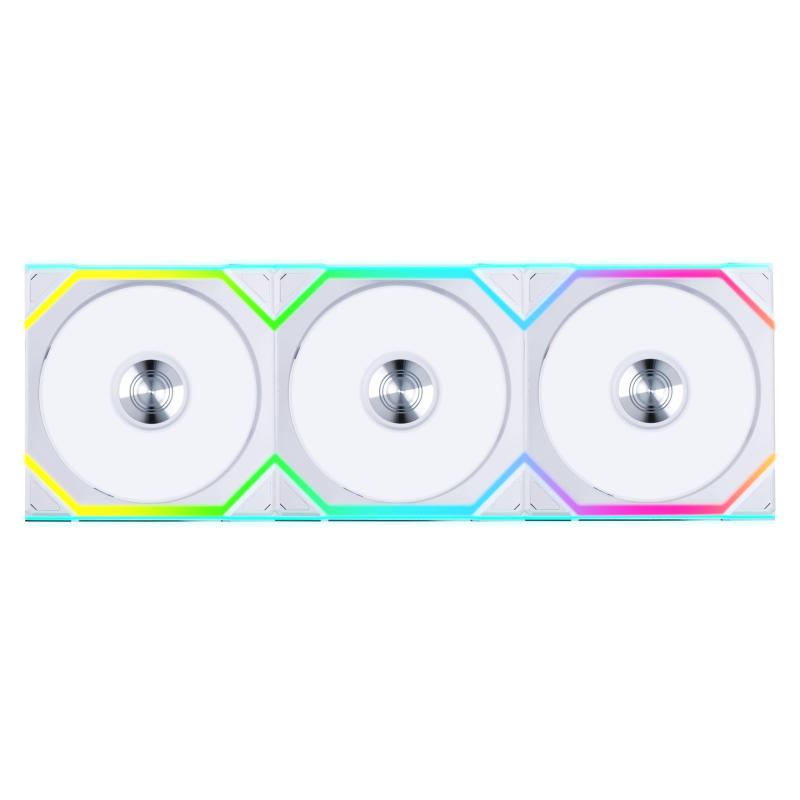 LIANLI 120mm ARGBファン リバースモデル UNI FAN RS SL Wireless 120 WT Triple Pack 2.4GHzワイヤレス ケーブルマネージメント不要 FDB 側面LEDストリップ UF-RS-SL120-WLS