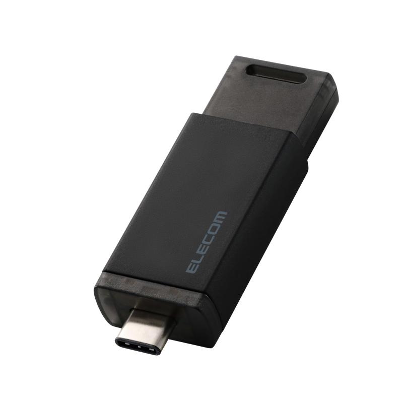エレコム 外付けSSD USB10Gbps対応 ノック式 自動シャッター コネクタ保護 Type-C