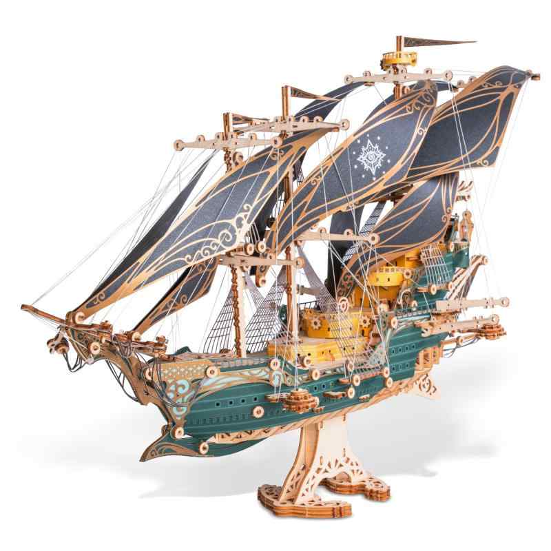 FUNPOLA 3Dパズル 木製パズル 海賊船パズル DIYクラフトキット プラモデル|フローイングgt