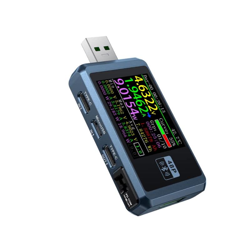 HEIYE 急速充電器、FNB48P 6桁表示テスター 多機能電圧計 電流計 USB TYPE-C充電器 ワイヤー検出トリガー バッテリー容量計算ケーブル 内部抵抗測定ツール