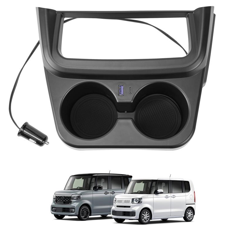 TELLIKA 新型 N-BOX JF5 JF6 USB増設電源ユニット センタードリングホルター センターロアーボックス 電源ソケット 急速充電 Type-C USBポート LEDライト 収納ボックス 小物入れ 小物置き スマホ置き