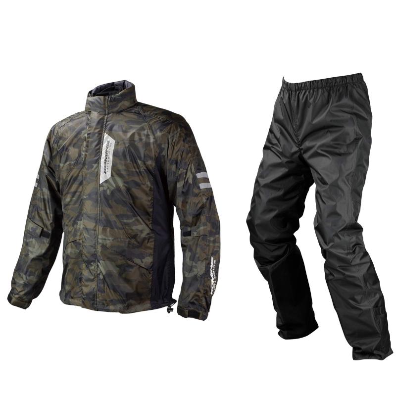 [KOMINE] バイク用 レインウエア ブレスターレインウェアフィアート RK-539 755 雨具 カッパ 防水 03-539 メンズ KOMINE Camo S