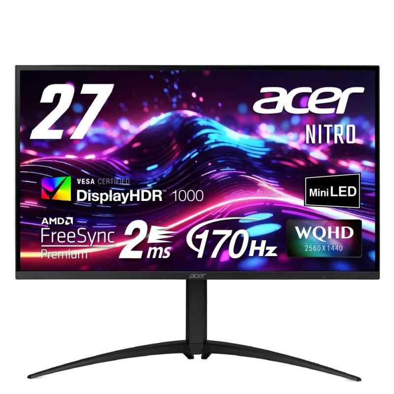 Acer ゲーミングモニター Nitro 27in MiniLED WQHD VA 非光輝 170サイクル 2ms DeltaE\u0026lt;2 HDMI2.0 DisplayPort1.2 高さ合わせる 中枢役立つこと HDR1000 受話器端子 パソコン なおなお書き5