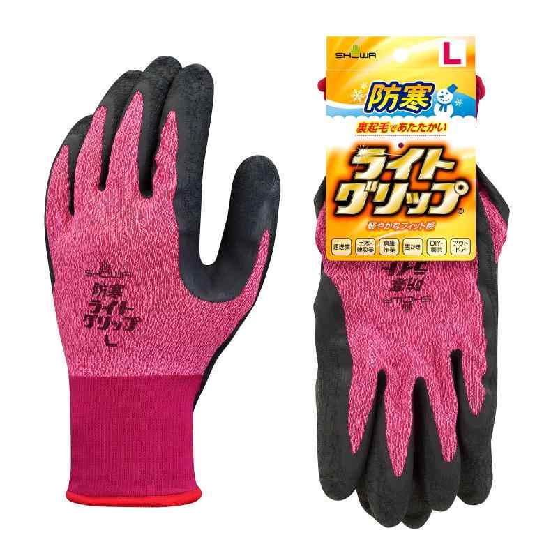ショーワグローブ【ケース販売・防寒手袋・天然ゴム滑り止め】GW343 防寒ライトグリップ Sサイズ レッド 60双