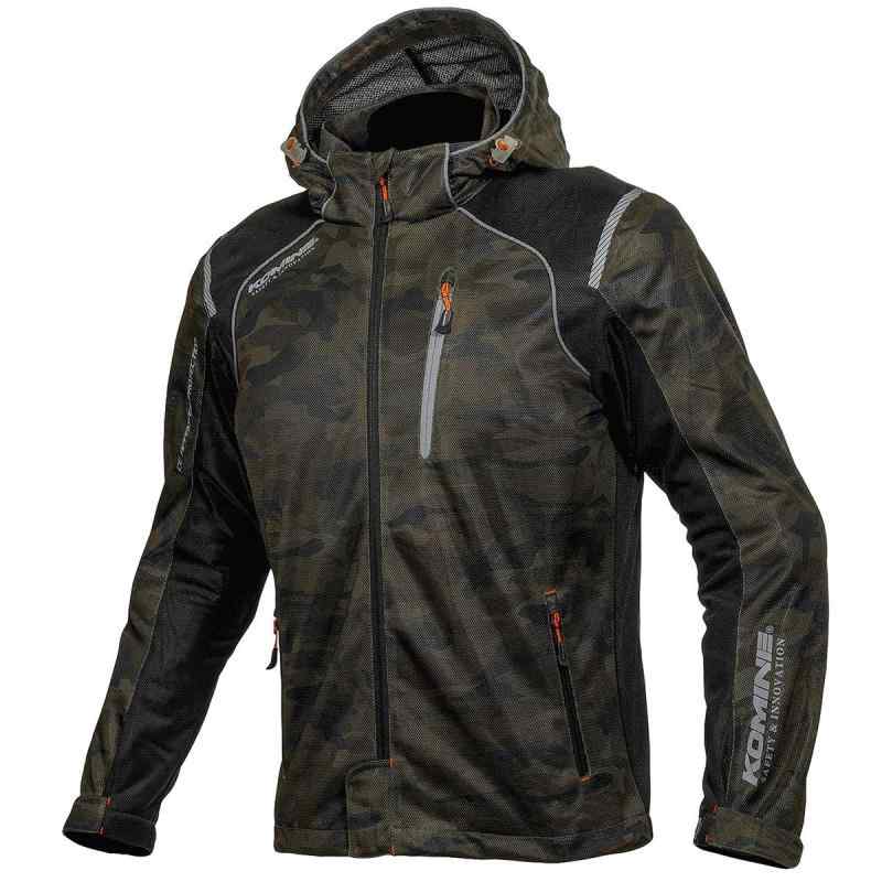 [KOMINE] バイク用 ジャケット プロテクトフルメッシュパーカ JK-135 1212 春夏向け CE規格レベル2 メッシュ素材 プロテクター 07-135 メンズ Camouflage/Black M