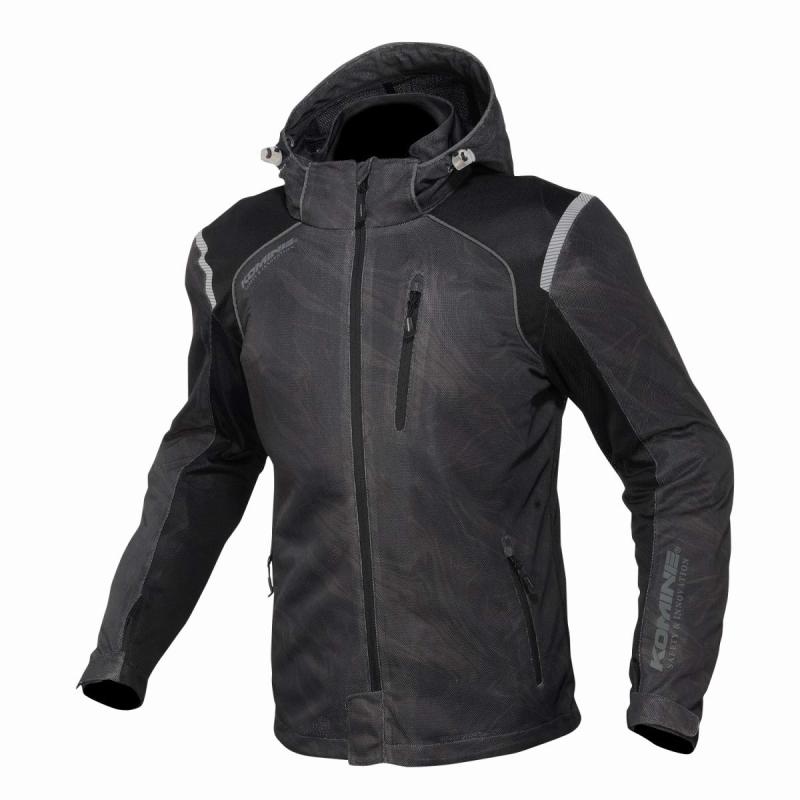 [KOMINE] バイク用 ジャケット プロテクトフルメッシュパーカ JK-135 1212 春夏向け CE規格レベル2 メッシュ素材 プロテクター 07-135 メンズ Black/Marble S