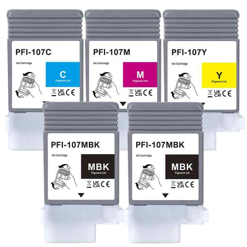 LCL Canon用 PFI-107 PFI-107MBK /C/M/Y えの具 （5容器に並べる 2MBK C M Y） 取り替えっこインキ薬莢 相応う機種：Canon iPF670 iPF670 MFP iPF770 MFP iPF770 School iPF