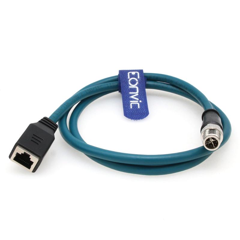 Eonvic Industrial M12 8ピンオスXコードからRJ45メスハイフレックスCat6ギガビット延長イーサネットケーブル。