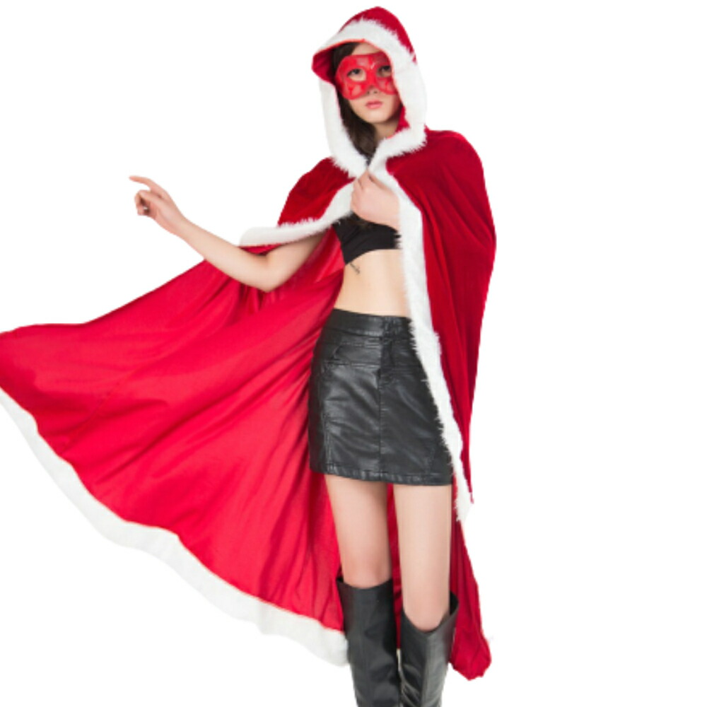 即出荷 クーポン利用で10 Off サンタ コスプレ レディース 衣装 クリスマス コスチューム マント ロング フード付き 仮装 サンタコス ガウン 女性 リボン ふわふわ もこもこ おしゃれ 大人 可愛い かわいい セクシー シンプル 暖かい 体型カバー パーティー グッズ 赤