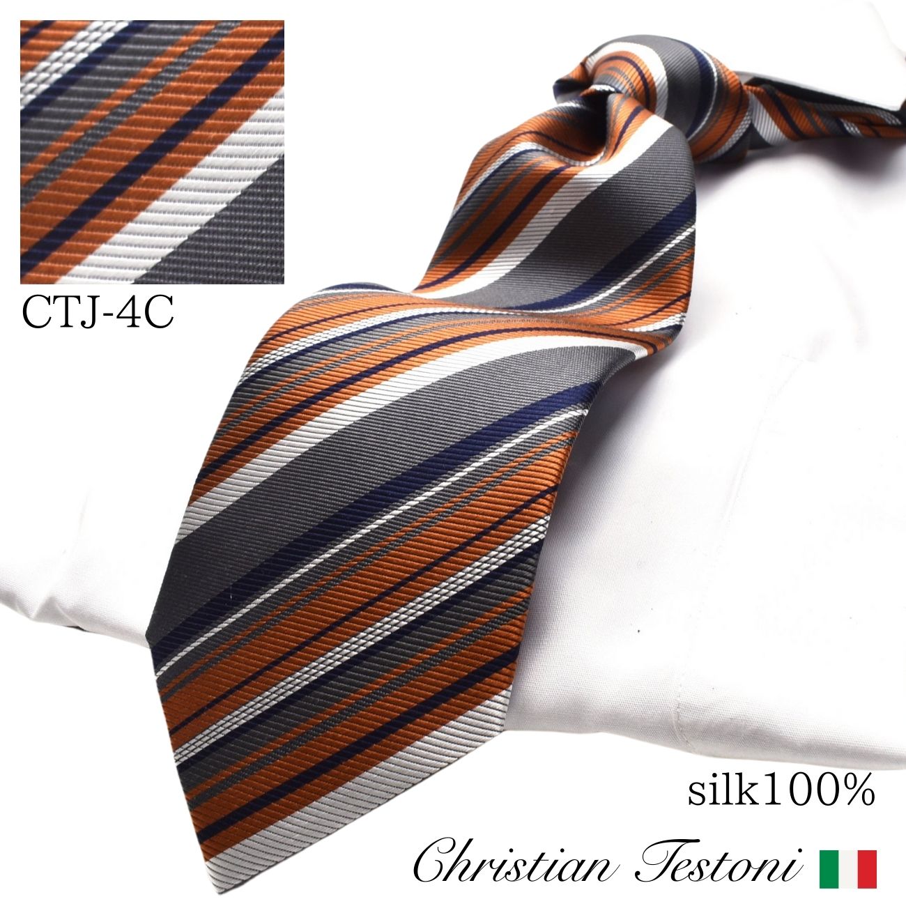 イタリアブランド ネクタイ ギフト クリスチャンテストーニ Christian Testoni 父の日 成人式 就活 コスプレ maide in Japan ctj-4c