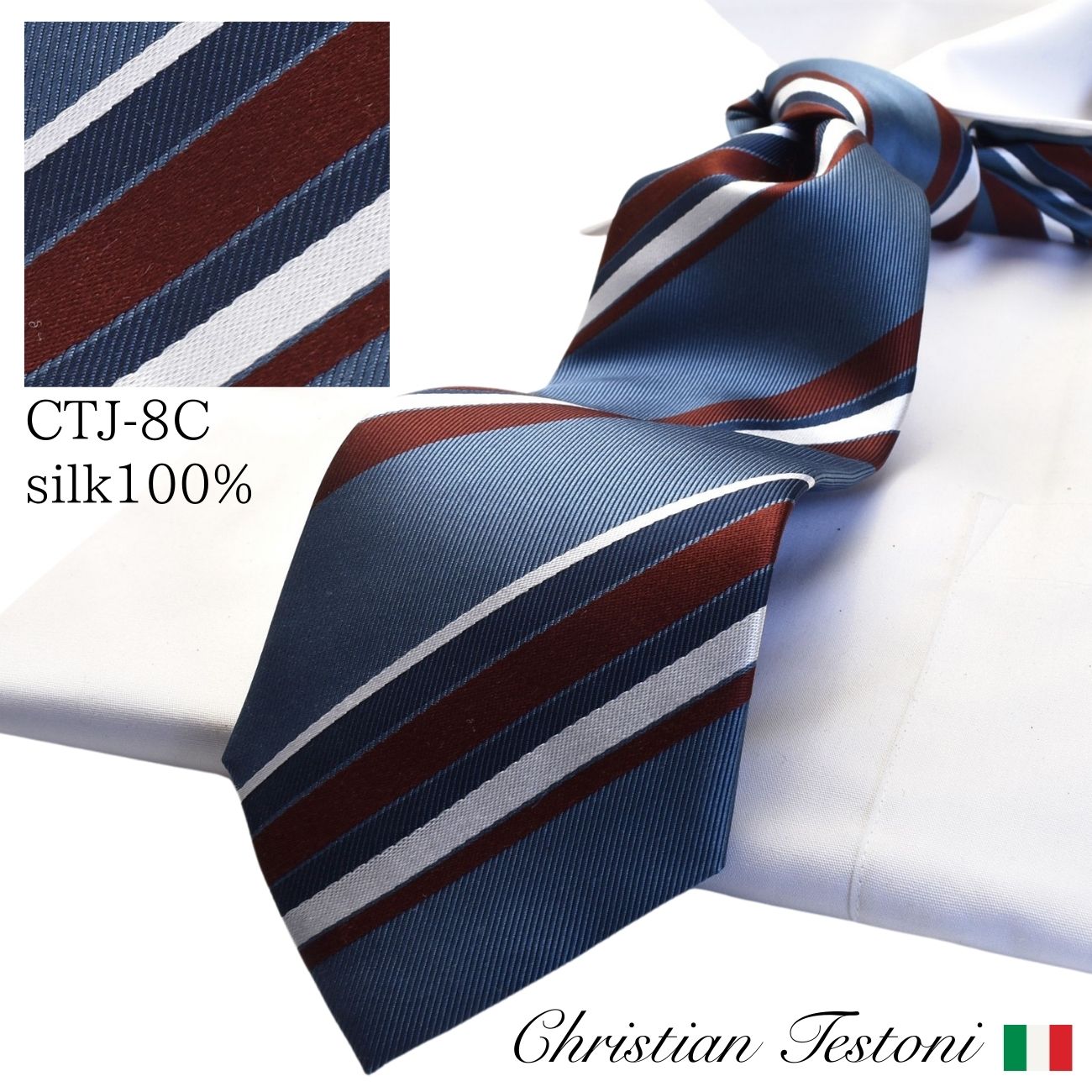 イタリアブランド ネクタイ ギフト クリスチャンテストーニ Christian Testoni 父の日 成人式 就活 コスプレ maide in Japan ctj-8c