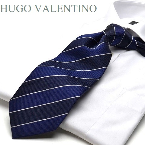 ロング ネクタイ ギフト プレゼント バレンタイン 父の日 卒業式 入学式 就活 仮装 コスプレ HUGO VALENTINO 長い ※通常より長い c-lon-106s ネイビー ストライプ