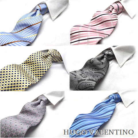 ☆HUGO VALENTINO☆20柄から選べる/新柄ネクタイ！ネクタイの専門店 【ネクタイ ブランド シルク】※送料は購入後お値段訂正いたします。