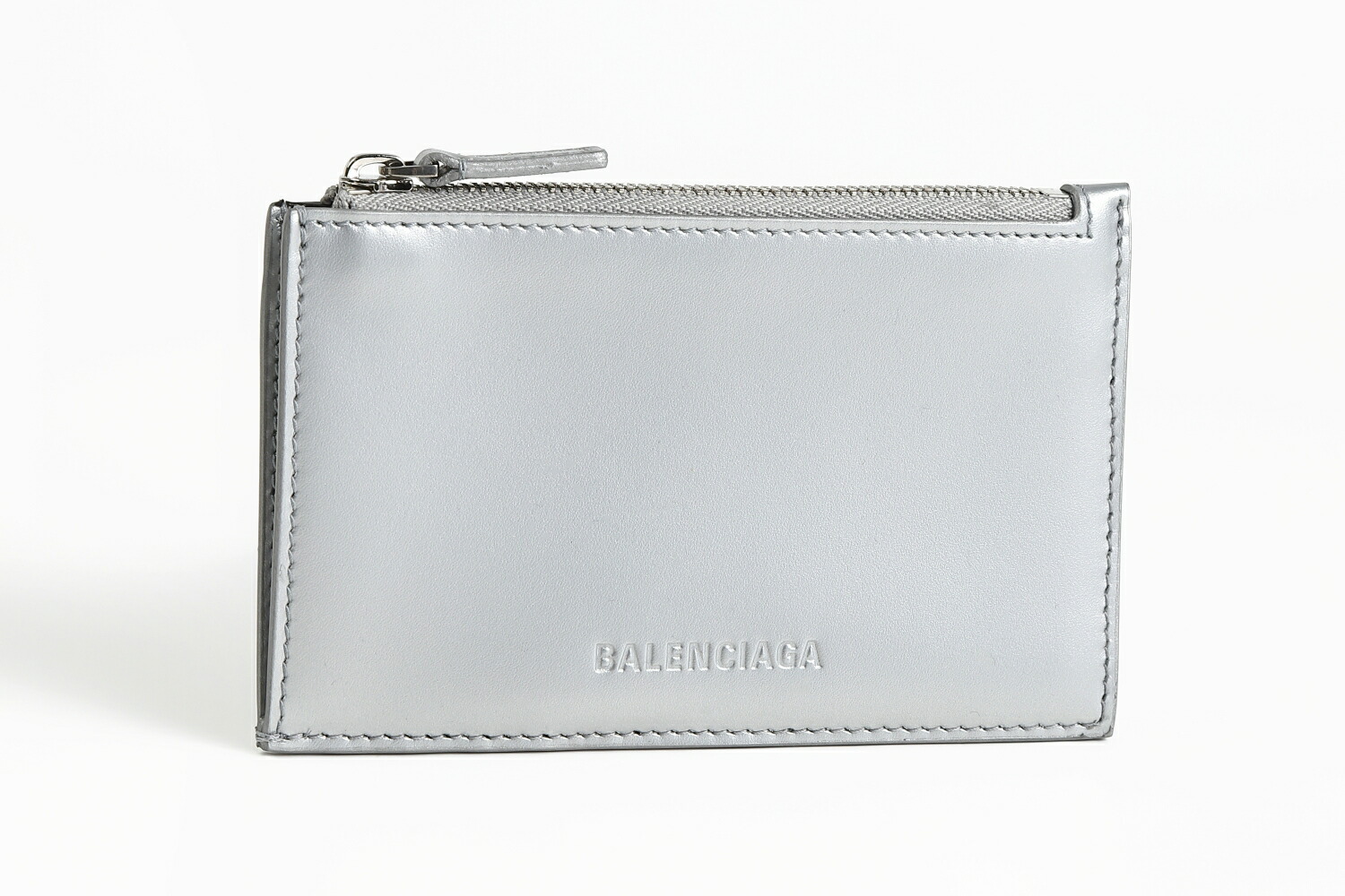 【美品】BALENCIAGA バレンシアガ ロゴカードケース グレー グレー（灰色）系 BALENCIAGA(バレンシアガ) カードケース・名刺