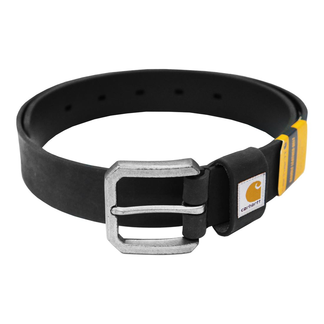 鉄道車両ハート形 胴締め Carhartt メンズ なめし革胴締め 牛皮 Saddle Leather Belt 34in(酉の方角81-91糎) 黒いこと/しろがね色 本物 置き目品 貨物輸送無料