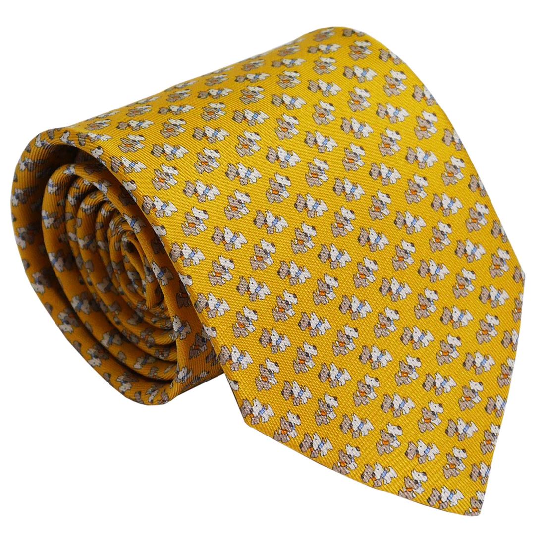 FERRAGAMO ゴールド パターン ネクタイ キリン柄 Puzzle print silk tie - Men | Ferragamo