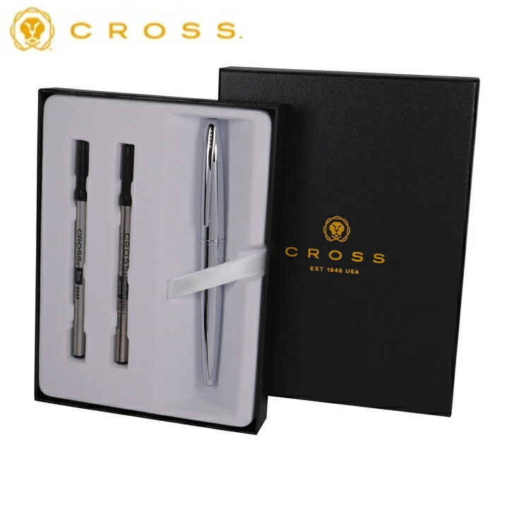 CROSS クロス ボールペンATX885-2 ピュアクローム セレクチップローラーボール 水性 メーカー 専用ギフトBOX リフィール2本セット プレゼント 最適 セット 卒業 入学 合格祝い 就職 記念日 記念品 ホワイトデー