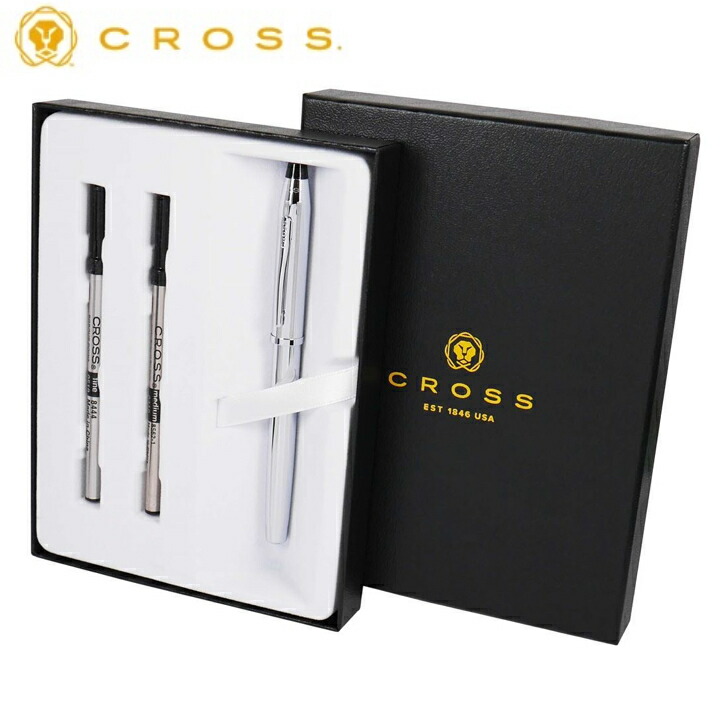 差し交わすCROSS世紀II 3504クロームセレクチップローラーボール ボールペン専用差し上げ物入れもの＆リフィール2本仕掛ける3504-1-SET 卒 はいり込む 受かる 就職 祝する日 祝する品 白いことデー 寄り合い 新入社員 新世界人 商行為 ボールペン-筆記具-文房具・事務用品