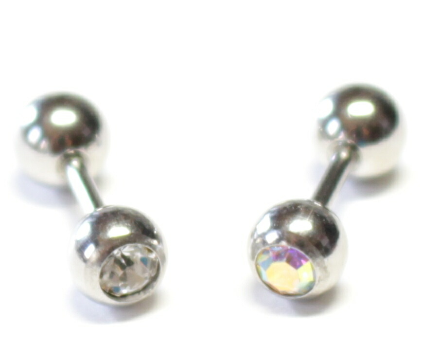 楽天市場 3mm 4mm 5mmジュエルボール 付き ストレートバーベル 18g 1 0mm 16g 1 2mm 14g 1 6mm クリア オーロラ Flystyle
