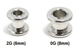 【ボディピアス】ステンレスフレッシュトンネル/ねじ有り/2G(6mm)/0G(8mm)/00G(10mm)/12mm丸みを帯びたエッジ&ハイポリッシュ仕上げ