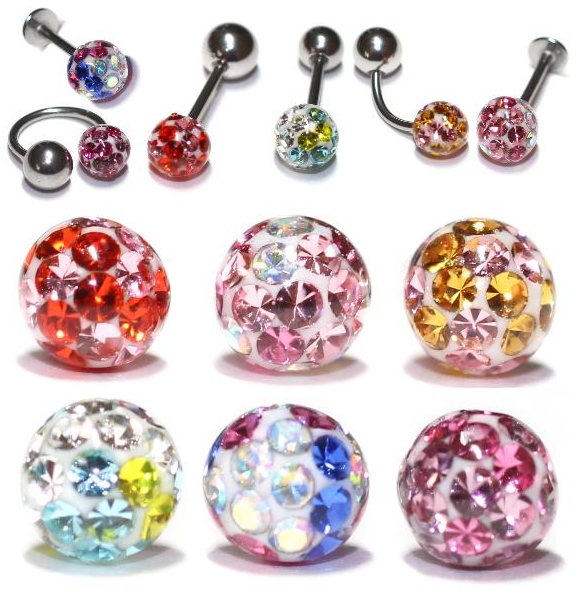 ポイント20倍! ボディピアス キャッチ ボール 14G 16G 18G ストレートバーベル ラブレット サーキュラー バナナバーベル セット コーティングパヴェ サージカルステンレス シルバー 舌ピアス 軟骨ピアス
