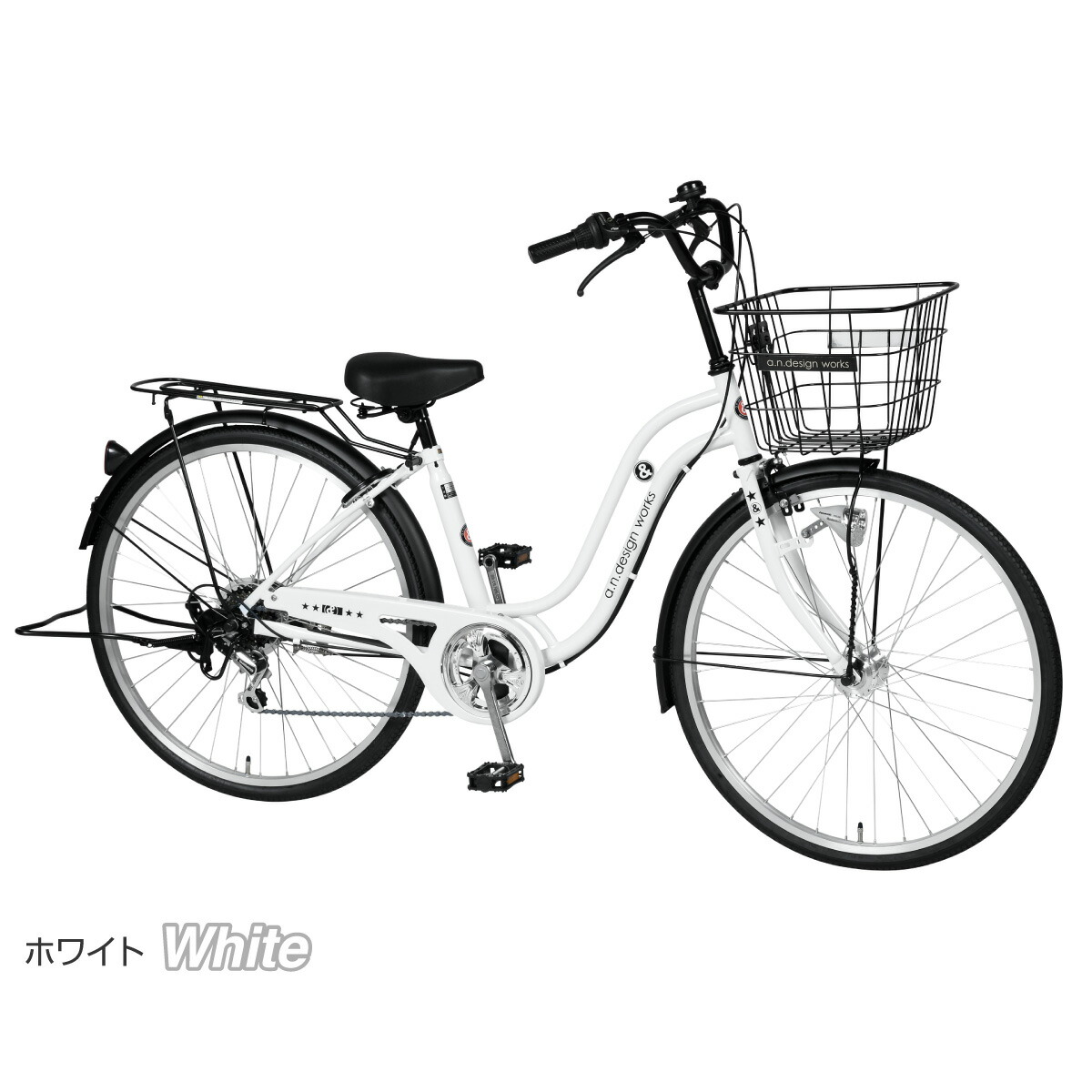 【10日限定★当店10倍+●倍】a.n.designworksSB266HD自転車26インチシティサイクルLEDオートライト6段変速ギア付おしゃれかわいいおすすめ通勤通学【完成品組立済】【オススメ】