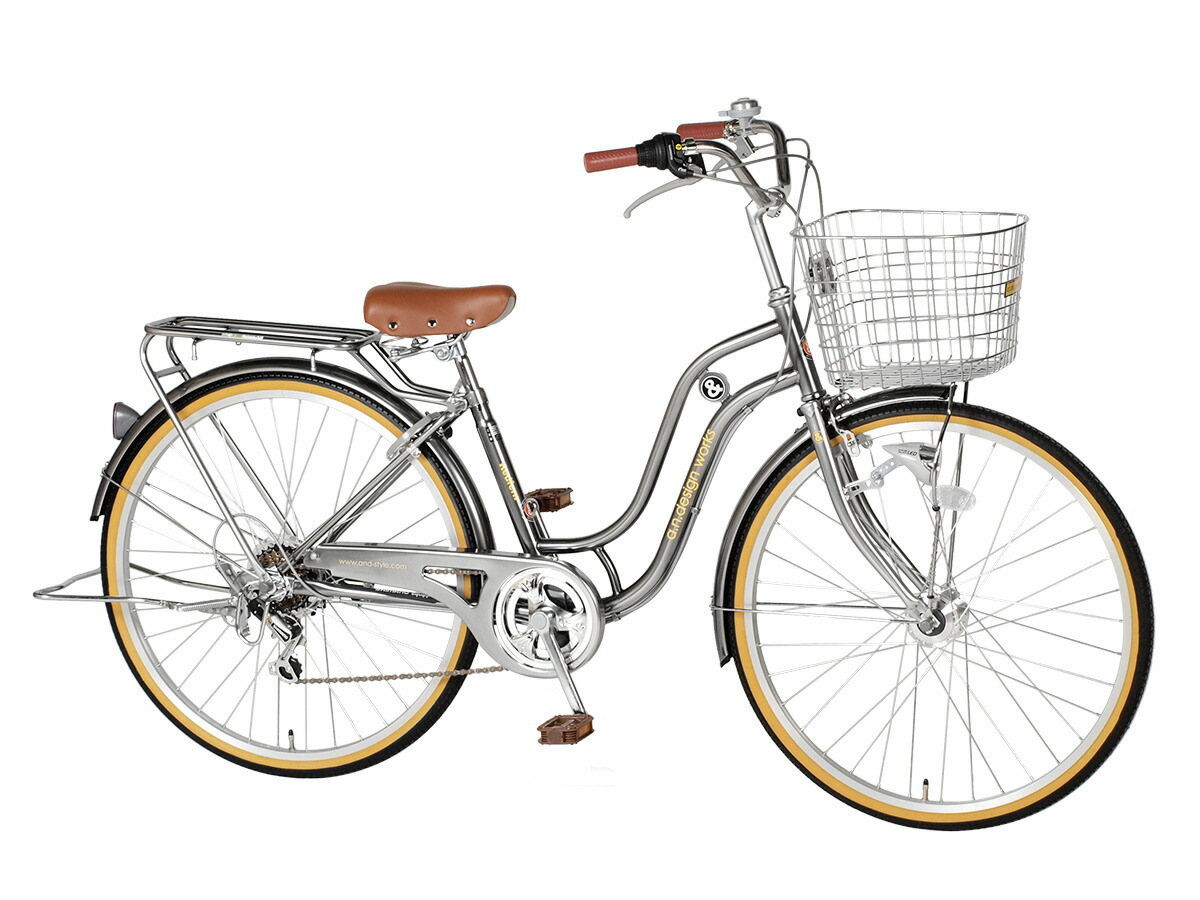 【防犯登録サービス】自転車26インチシティサイクルSD266RHDSHIMANO6段変速LEDオートライト通学通勤バスケットリアキャリアおしゃれa.n.designworks最安値に挑戦訳ありアウトレット【組立済】【新生活応援セール!】