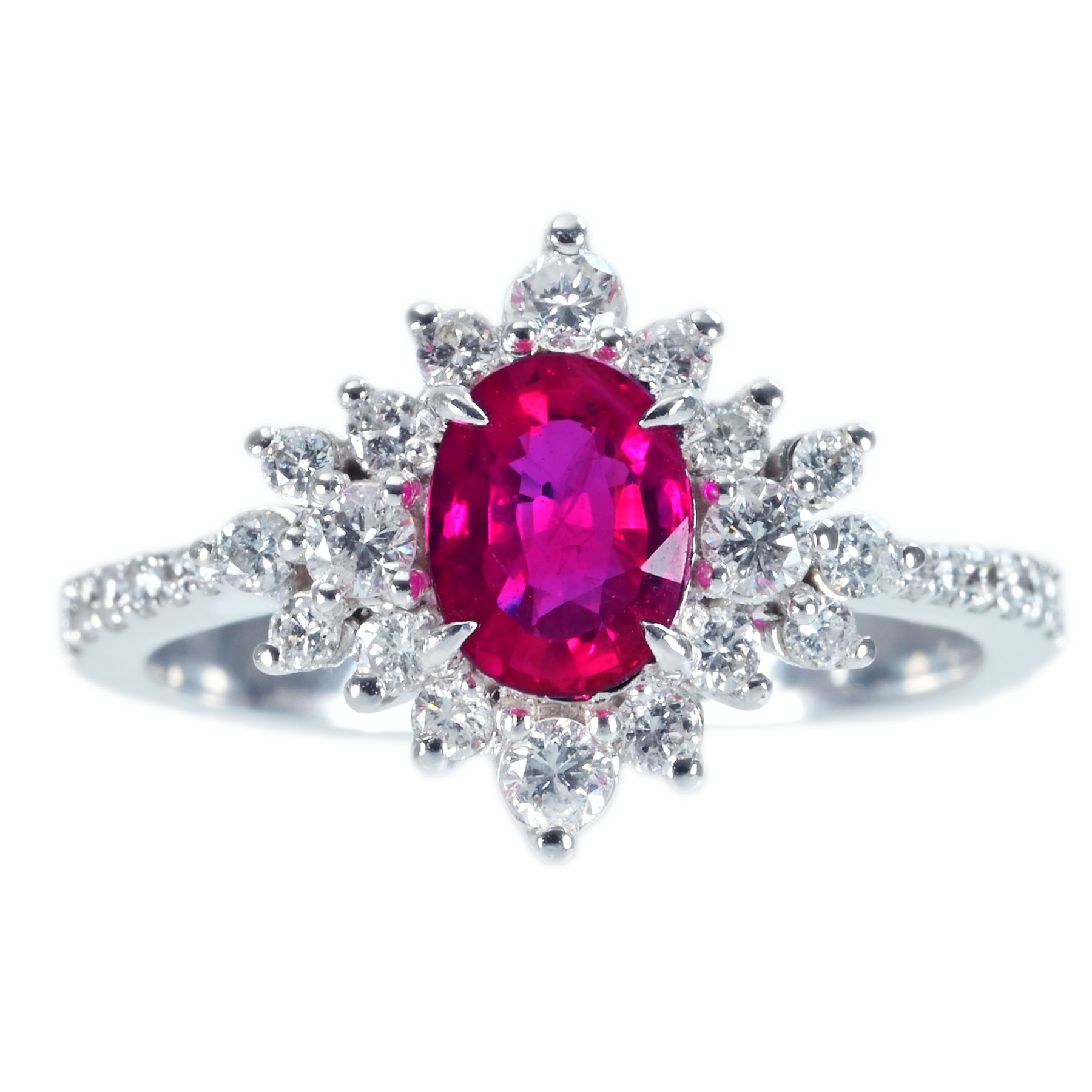 【中古】K18WG Myanmer RUBY RING ビルマ産ルビーリング R1.03ct D0.59ct Pigeon Blood AIGS鑑別書 4.2g #13