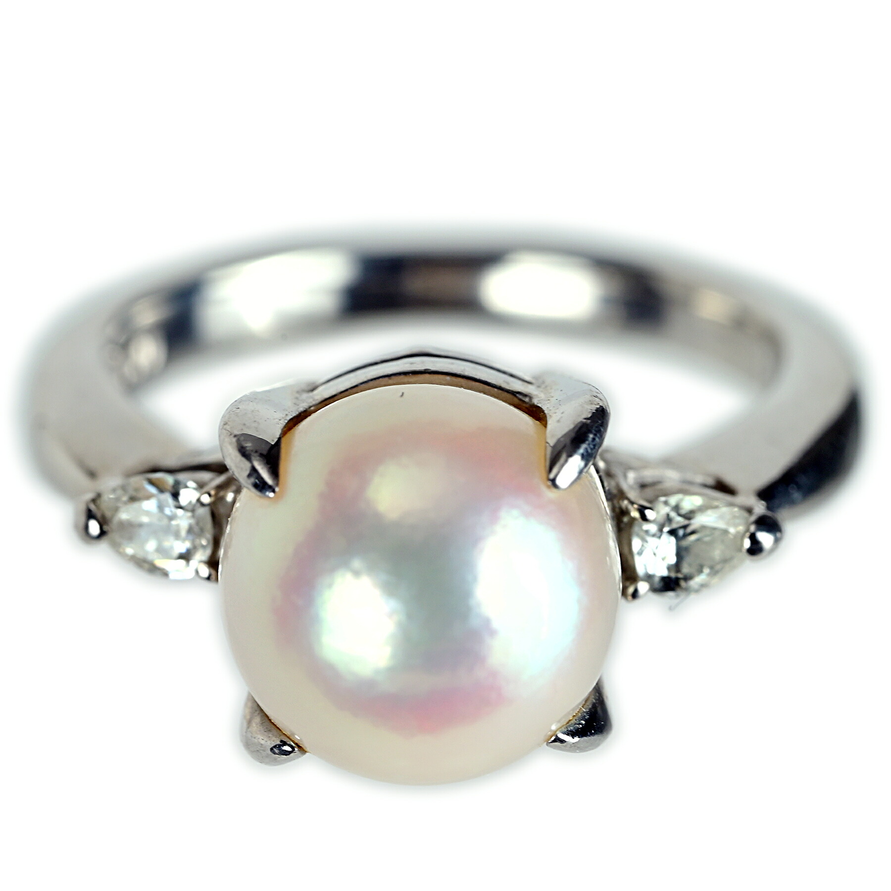 アコヤパールリング PT850 P9.5mm D0.18ct 7.5g #12【中古】｜FoL Jewelry 店
