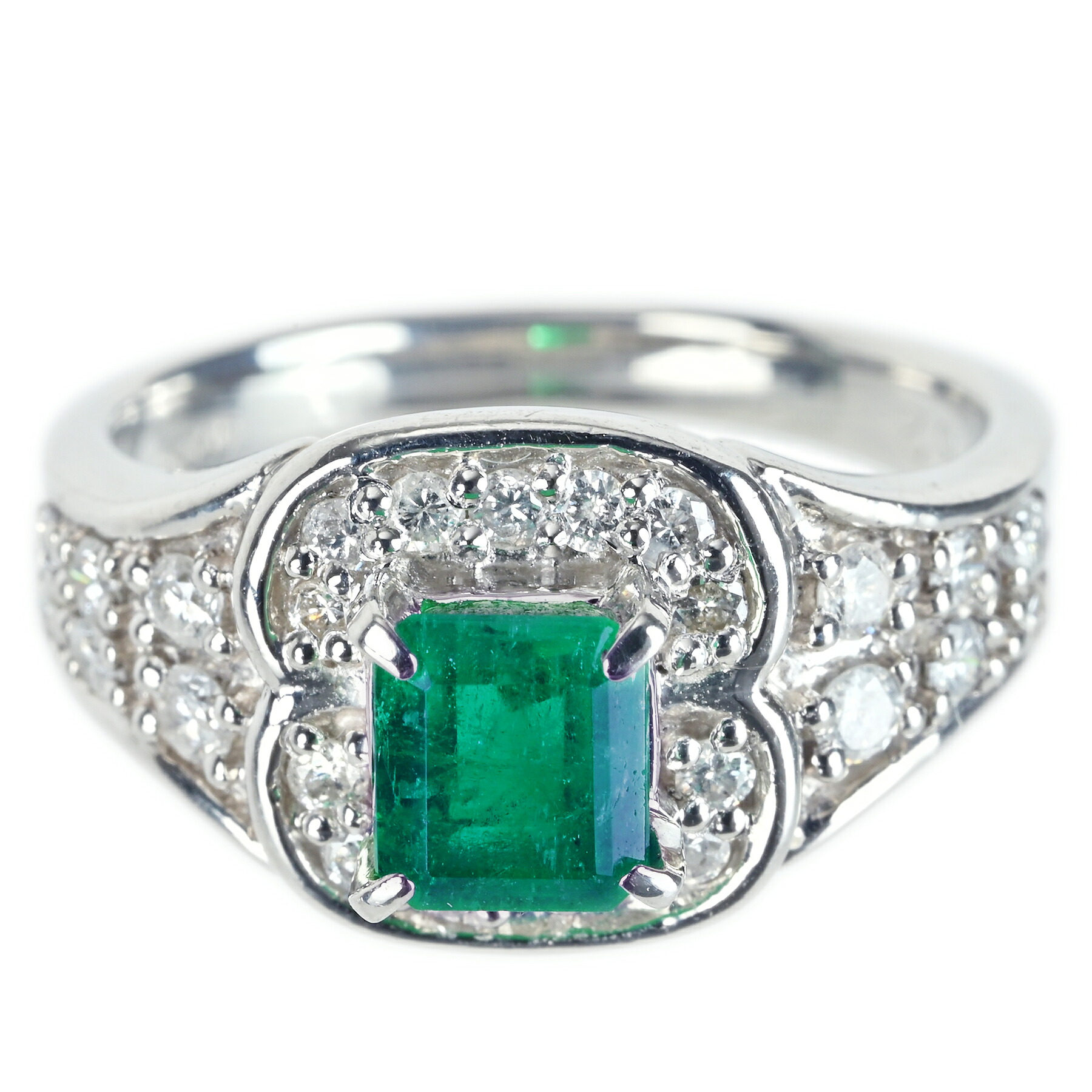 エメラルドリング PT900 E0.91ct D0.52ct 8.1g #13【中古】|FoL Jewelry 店