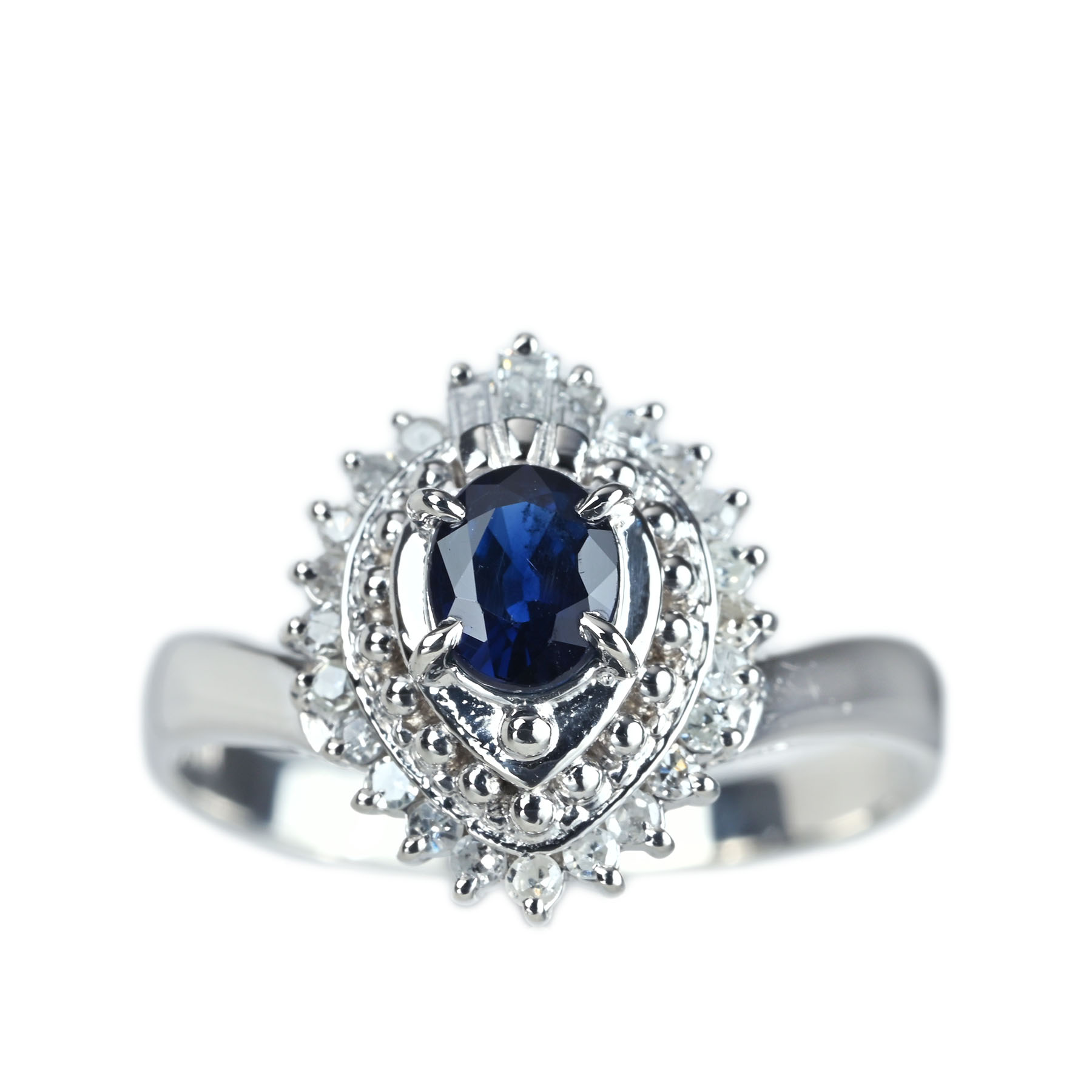 サファイアリング PT900 S0.45ct D0.17ct 3.8g #8.5【中古】|FoL Jewelry 店