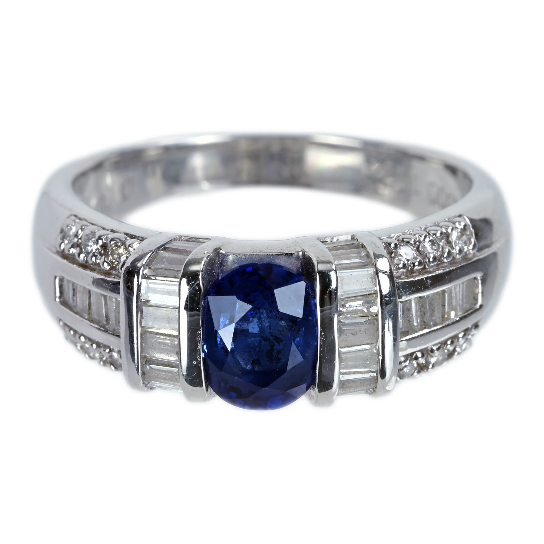 サファイアリング PT900 S1.09ct D0.75ct 6.9g #14【中古】|FoL Jewelry 店