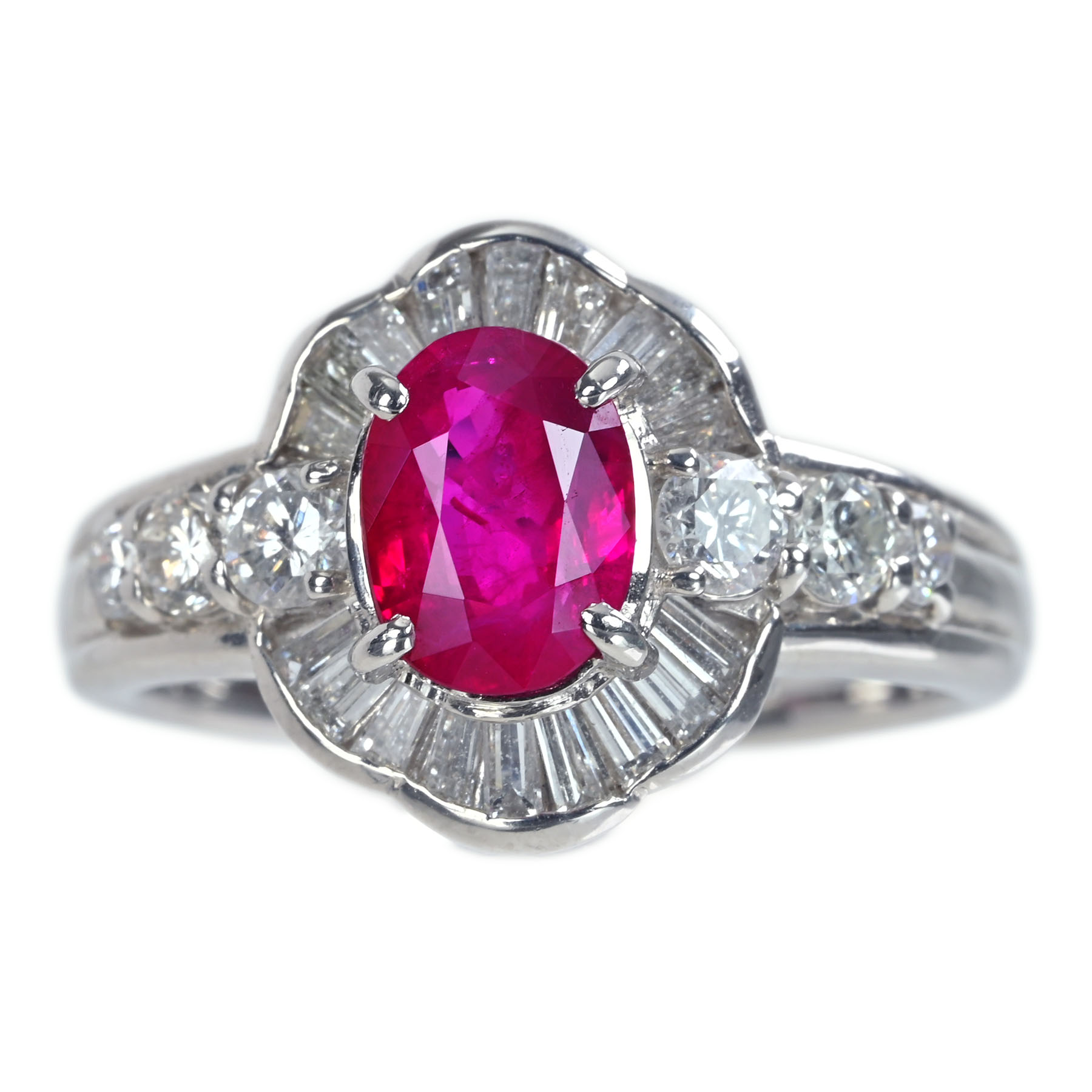 ミャンマー産ルビーリング PT900 R1.505ct D1.02ct 8.2g #12【中古】｜FoL Jewelry 店