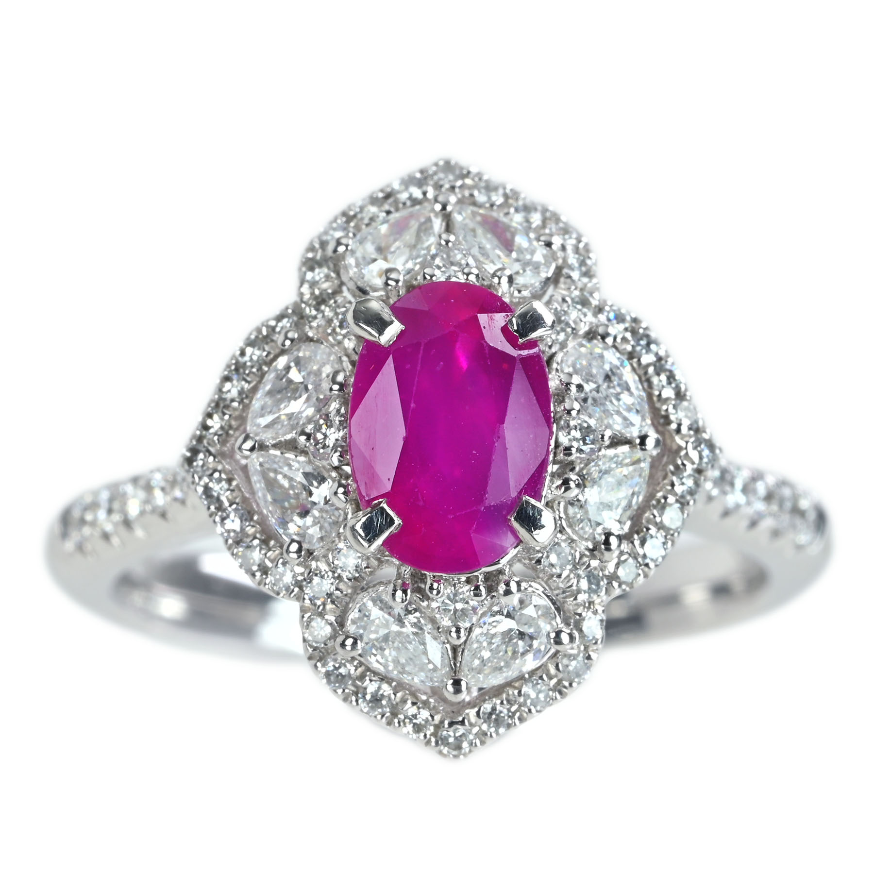 PT950 ミャンマー産ルビーリング R1.03ct D0.59ct 6.7g #12【中古】｜FoL Jewelry 店