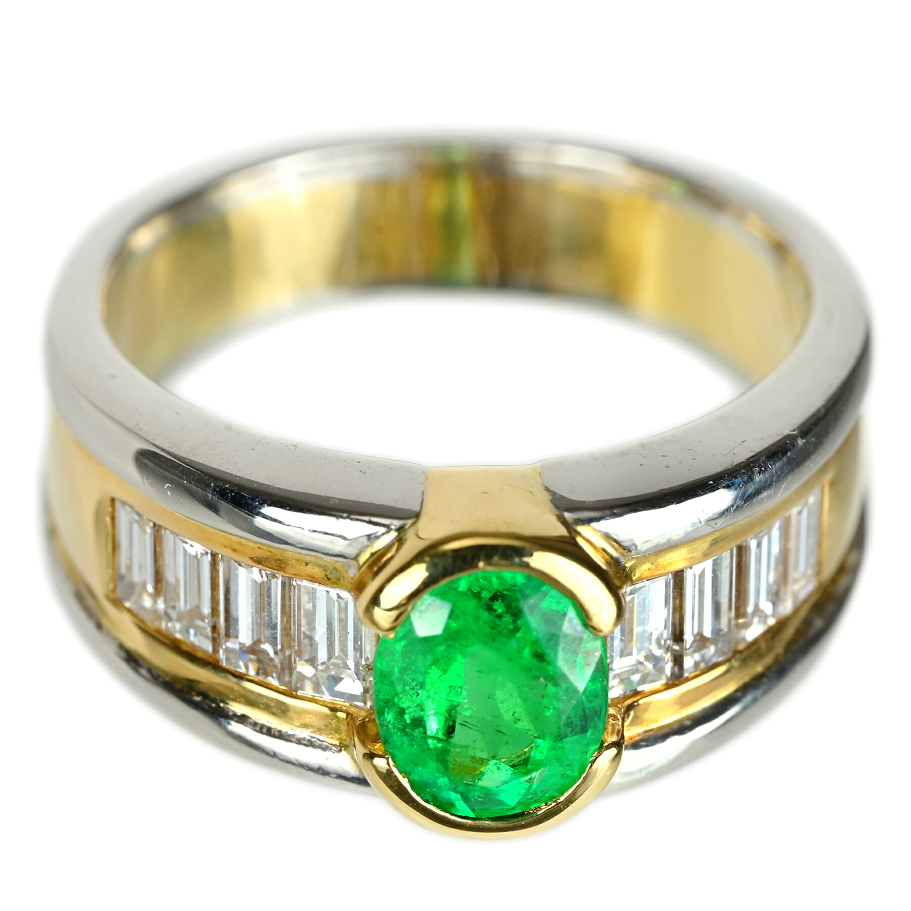 エメラルドリング K18YG/PT900 E0.98ct D0.93ct 11.4g #15【中古】|FoL Jewelry 店