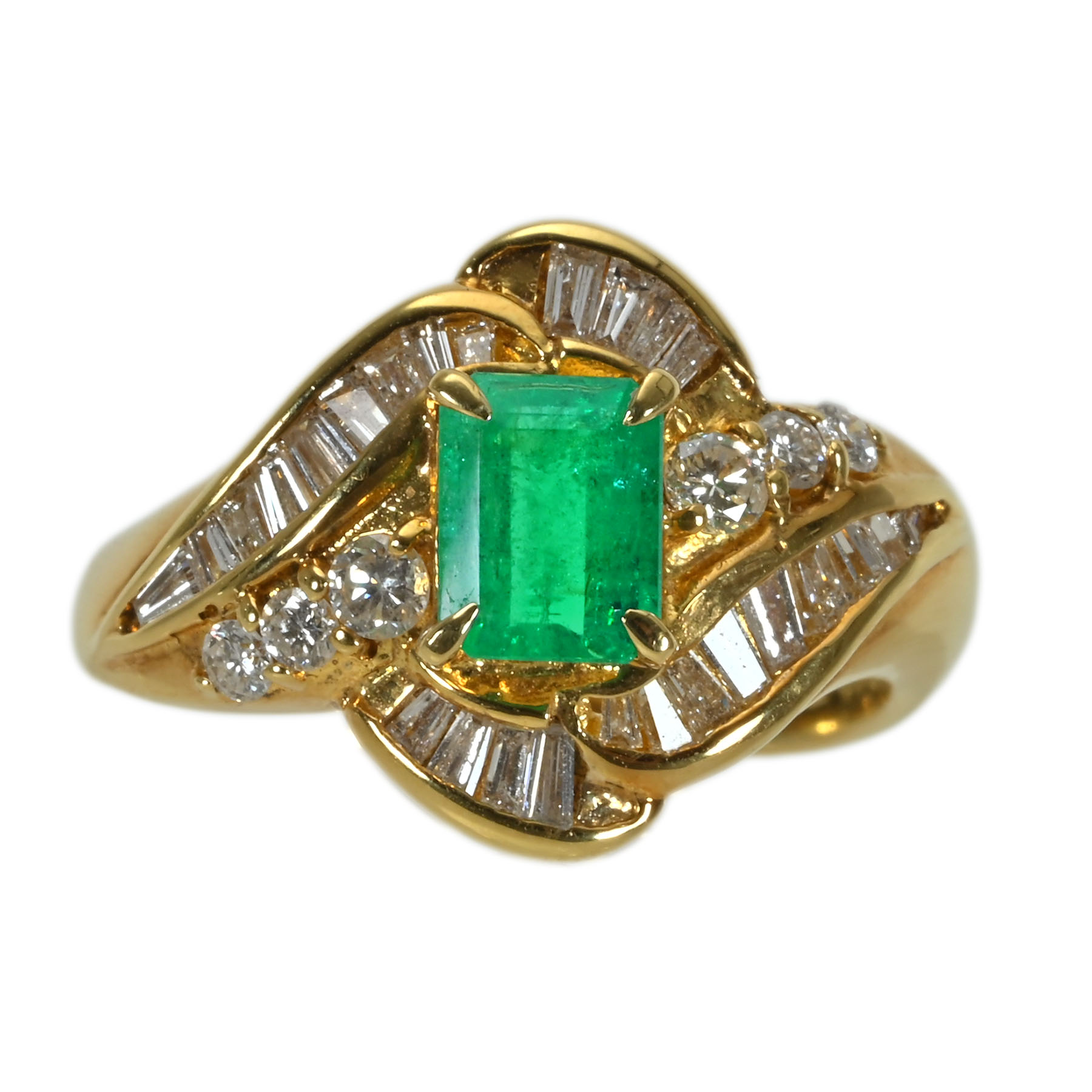 エメラルドリング K18YG E0.77ct D0.81ct 7.1g #13【中古】|FoL Jewelry 店