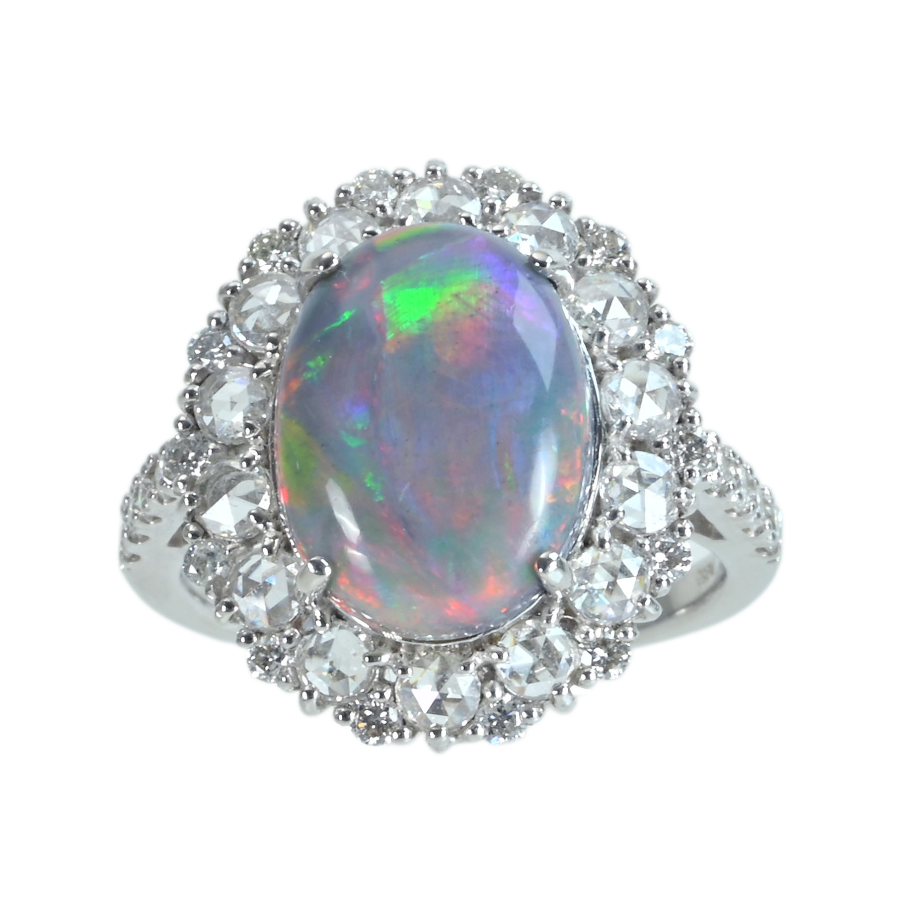 ブラックオパールリング PT950 BOP4.35ct D0.51ct 7.0g #12【中古】｜FoL Jewelry 店 338,580円
