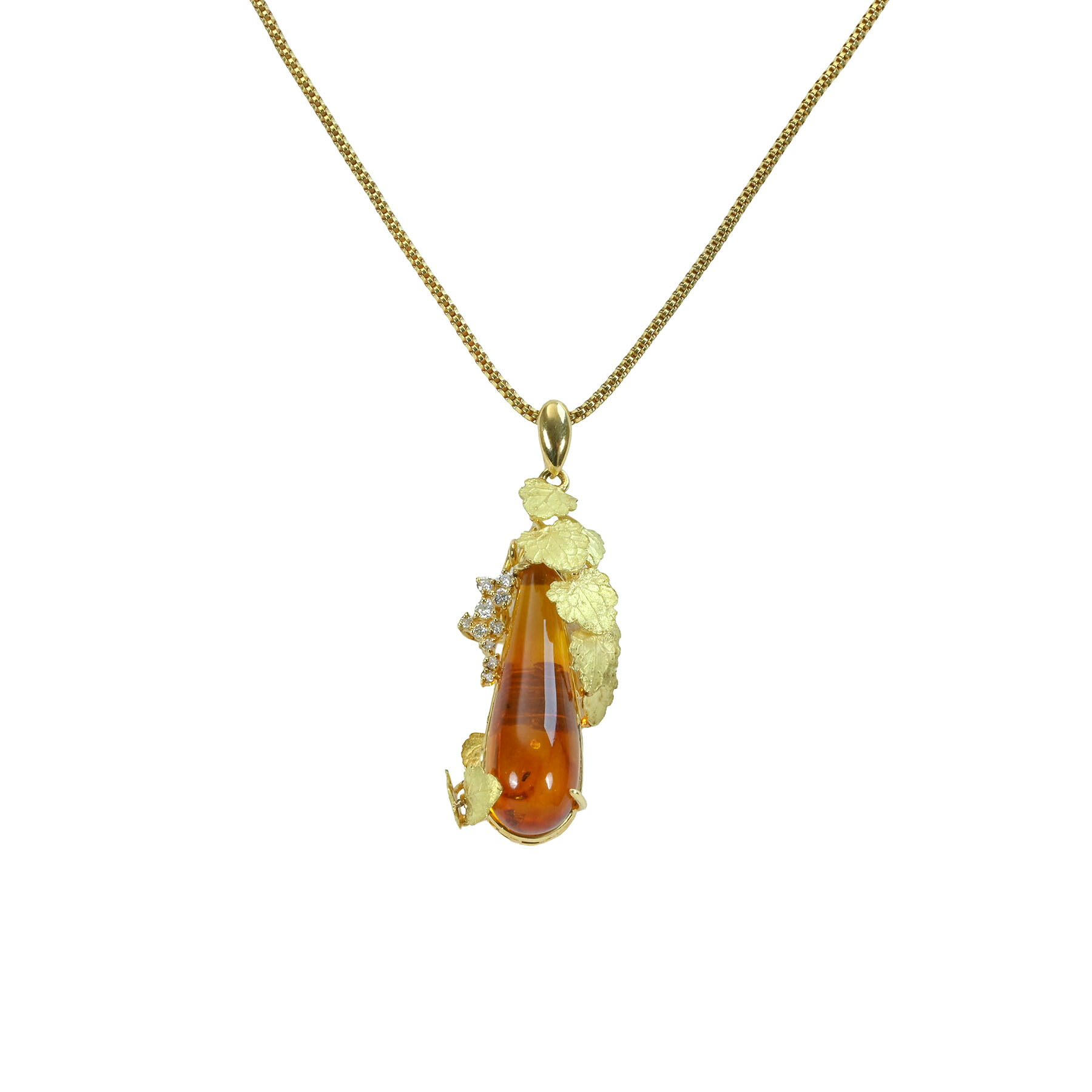 琥珀ペンダント K18YG D0.18ct 12.9g 39.5cm【中古】|FoL Jewelry 店