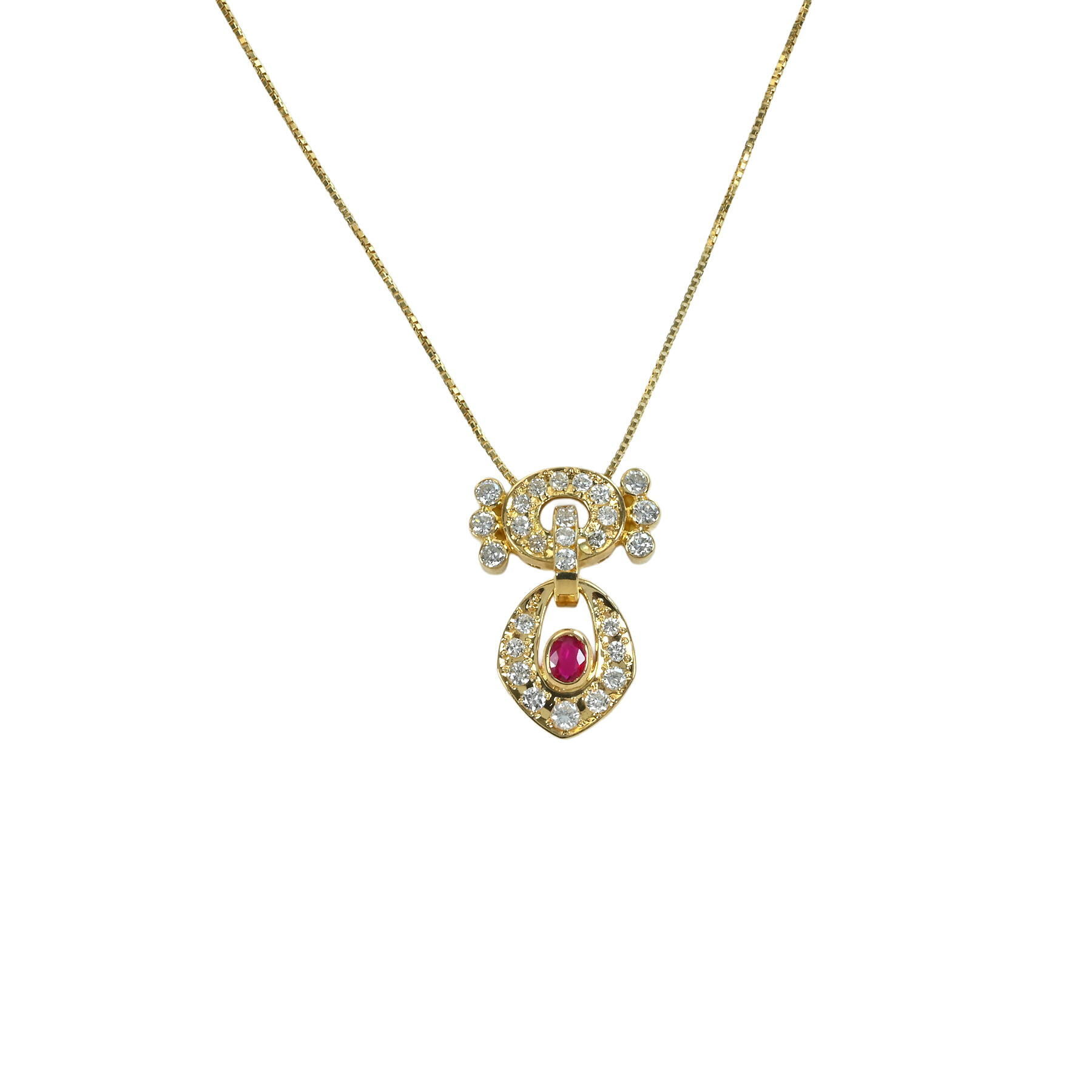 ルビーペンダント K18YG R0.21ct D0.81ct 7.2g 45cm【中古】｜FoL Jewelry 店