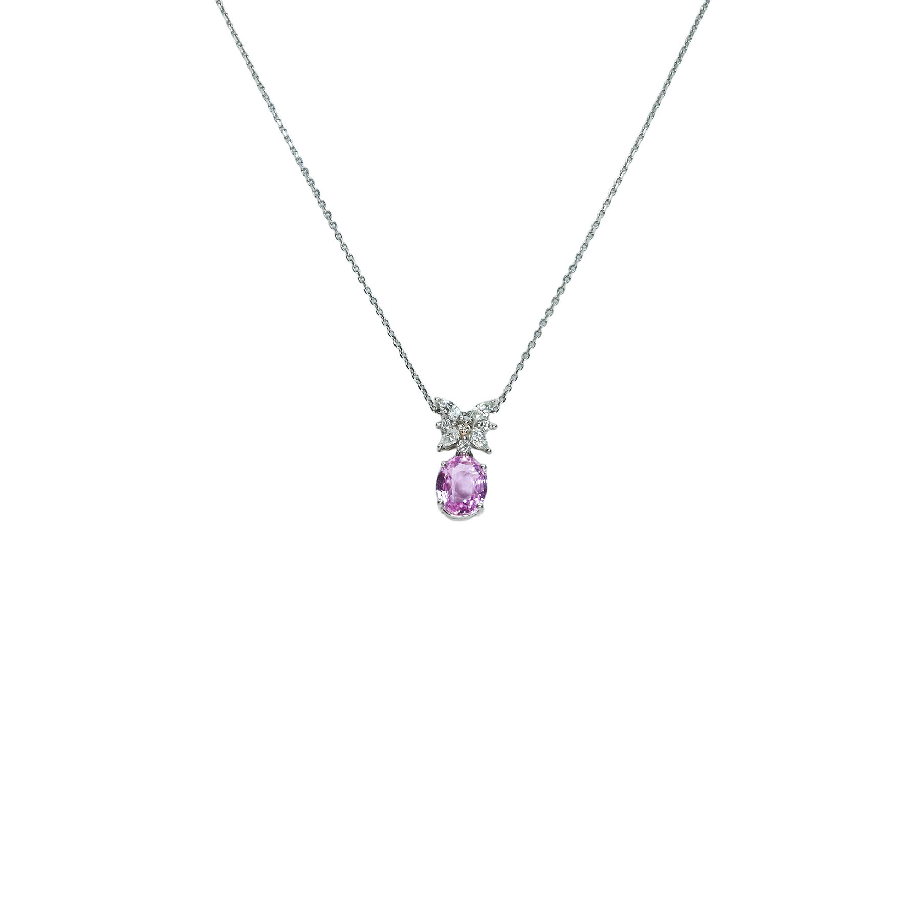 パパラチアサファイアペンダント K18WG/PT950 PDS1.60ct D0.19ct 3.9g 45.5cm【中古】｜FoL Jewelry 店
