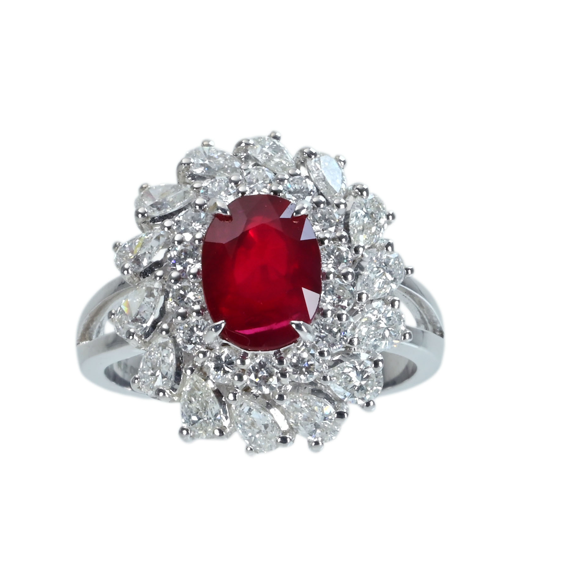モザンビーク産ルビーリング K18WG R2.05ct D1.62ct 6.2g #13【中古】｜FoL Jewelry 店