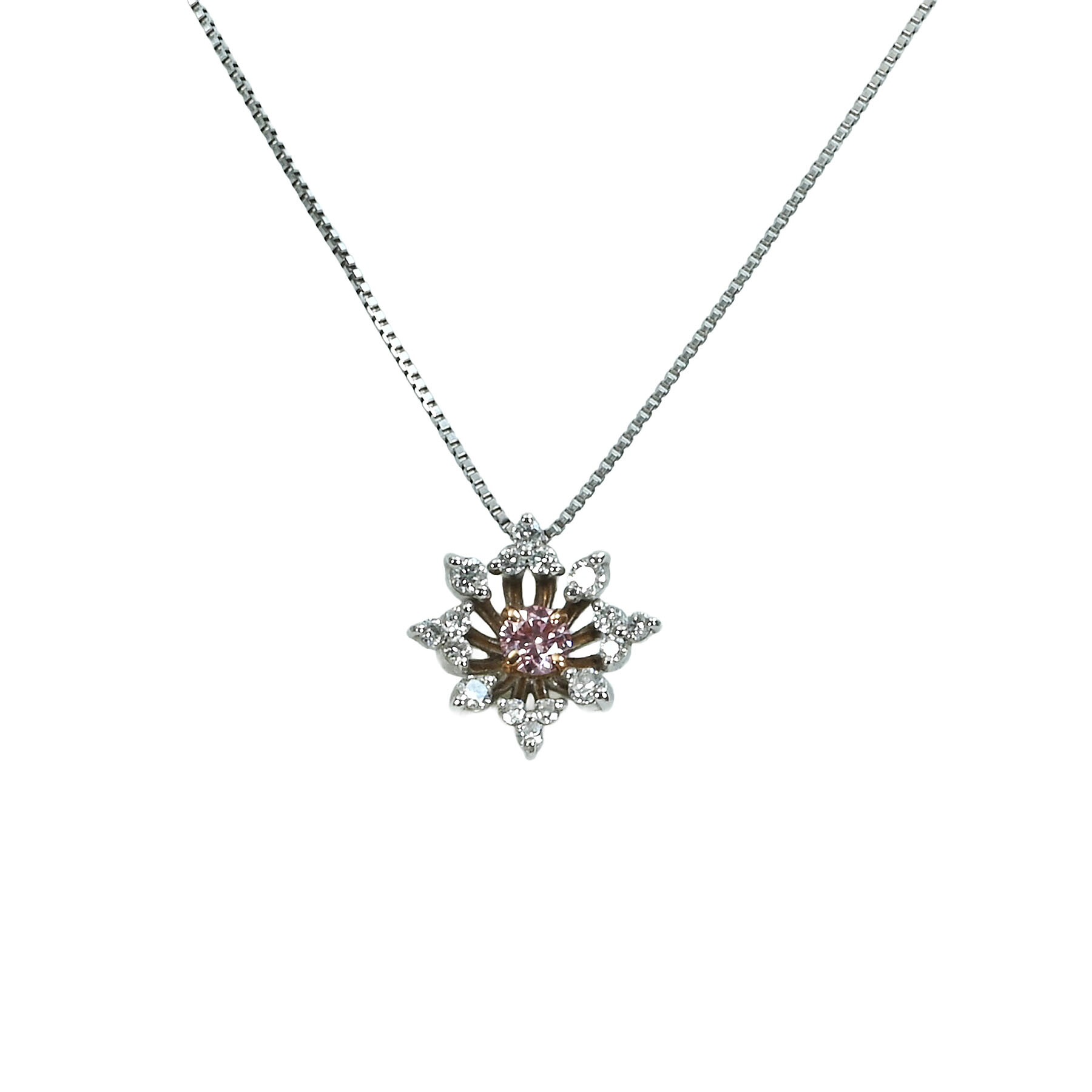 ピンクダイヤモンドペンダント PT900/PT850/K18YG D-PK0.093ct D0.13ct 2.9g 45cm【中古】|FoL Jewelry 店