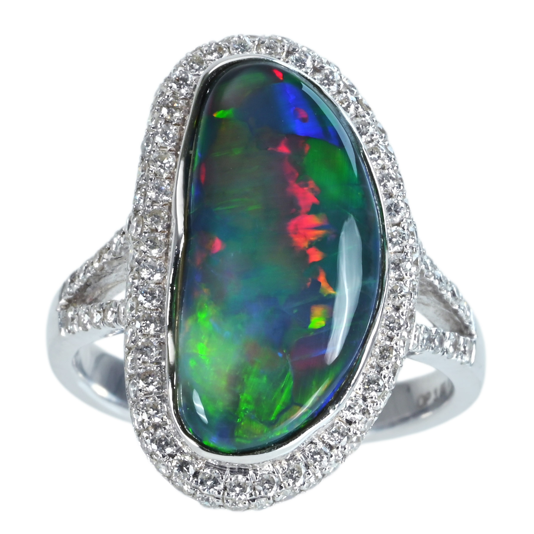 ブラックオパールリング K18WG BOP3.80ct D0.58ct 5.4g #12【中古】｜FoL Jewelry 店